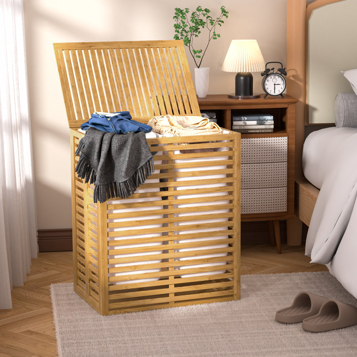 Bay Isle Home™ Donnell Bamboo Laundry Hamper Basket &amp; Reviews | Wayfair